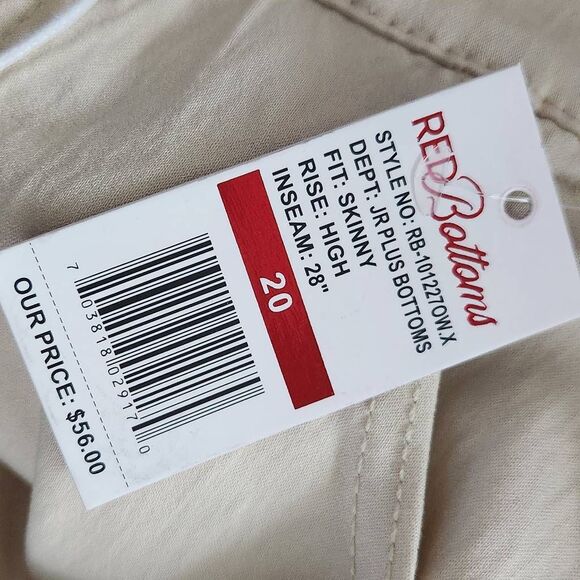 Red Bottoms Cream Cargo Joggers NWT Size 20 Cream Skinny Fit Joggers - Picture 8 of 12